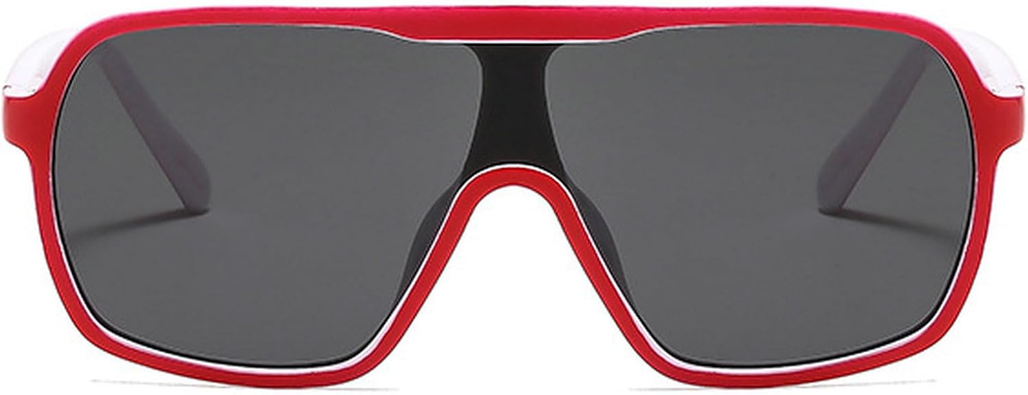 

Модные квадратные солнцезащитные очки для женщин с плоской верхней частью, стильные солнцезащитные очки-щиток с защитой от УФ-излучения UV400, винтажные женские очки 2025 mincl, White Red