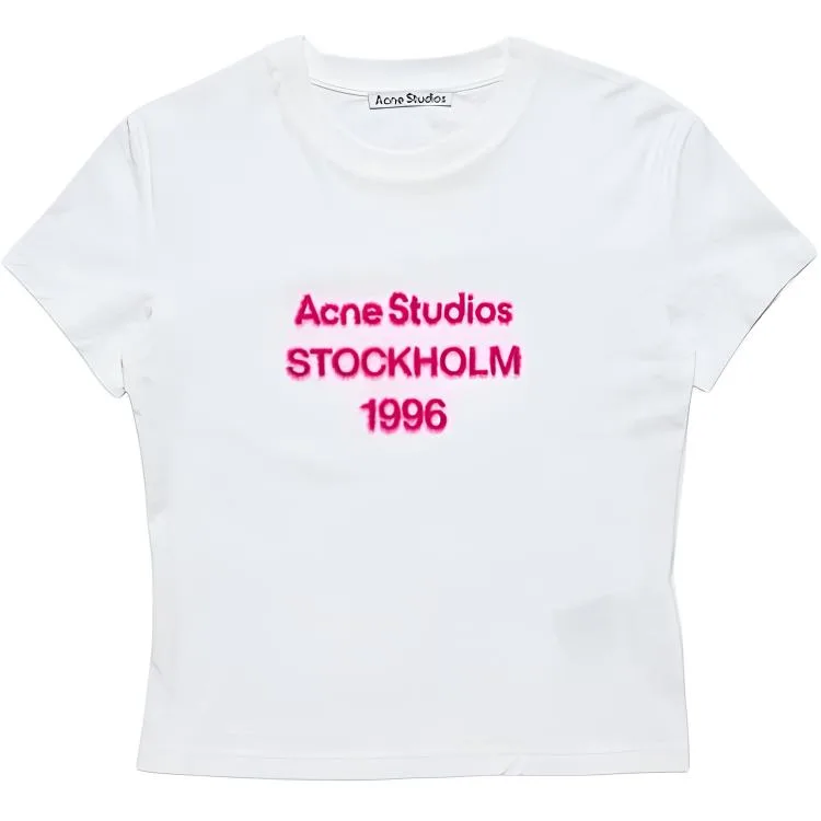 Футболка с принтом Acne Studios, экрю