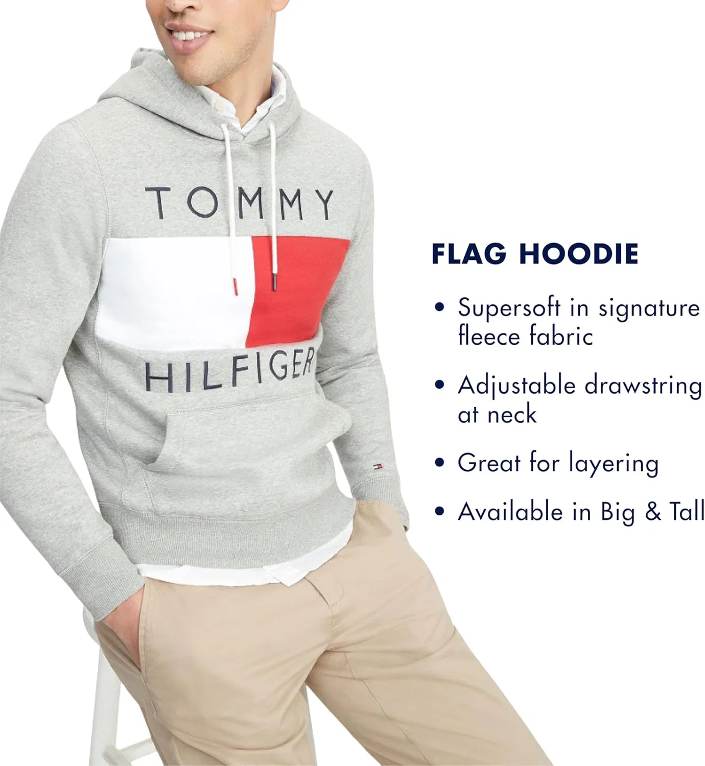 Толстовка с капюшоном Tommy Hilfiger Denim Brooks, синий — фото 3