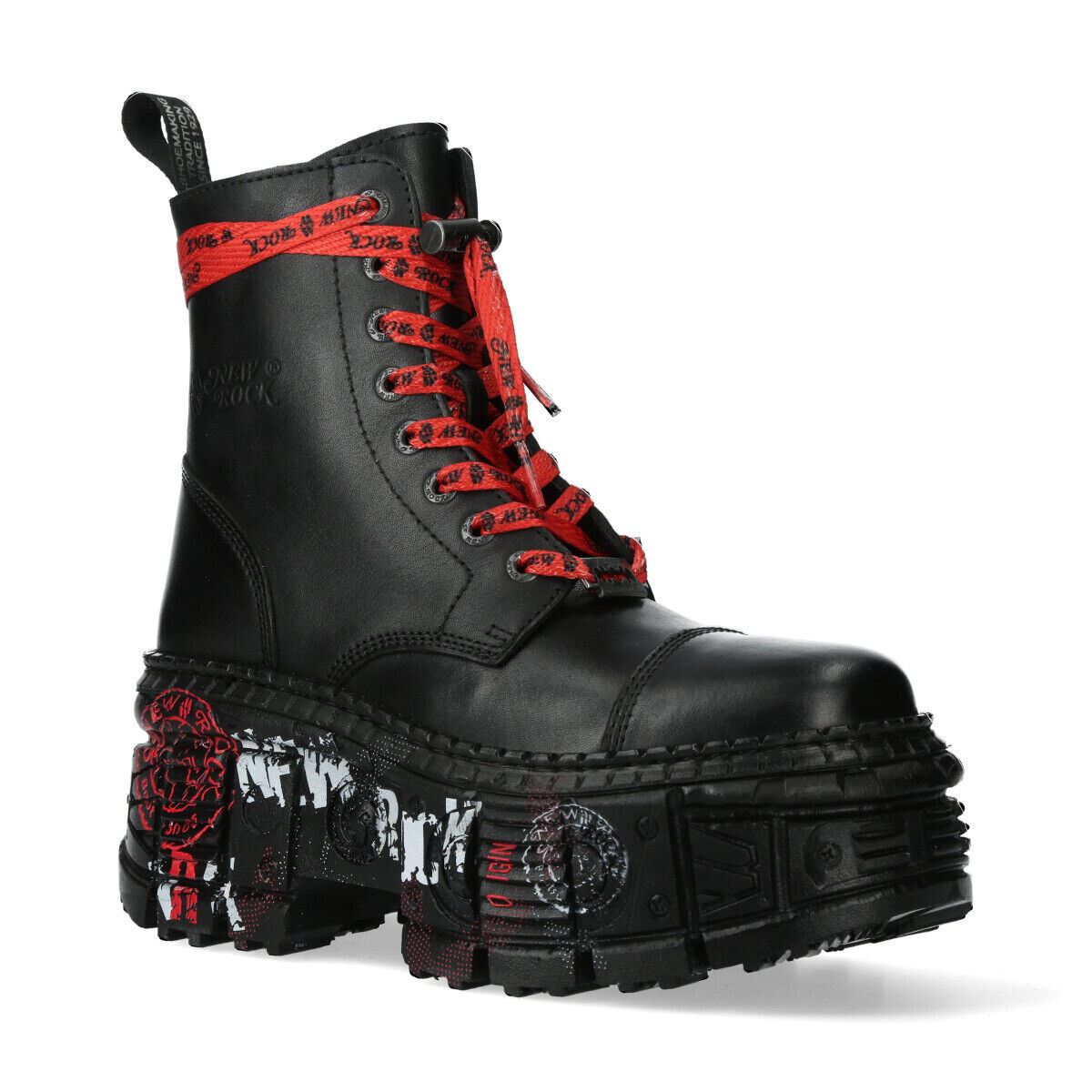 Новые рок-панк платформенные кожаные ботинки-WALL126CCT-C1 New Rock, черный — фото 3