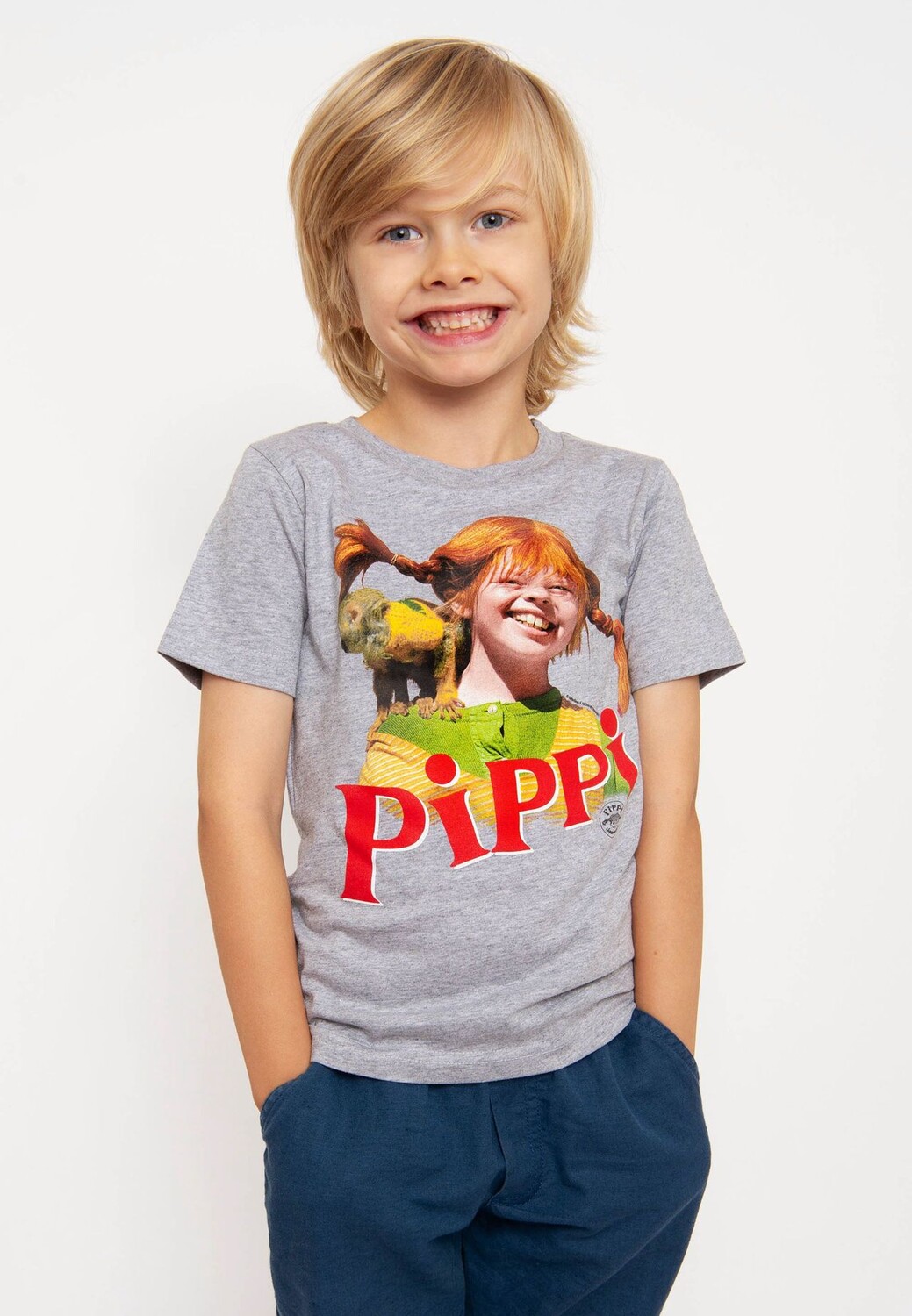Футболка Organic Kids «Пеппи Длинныйчулок» - Mr Nilsson LOGOSHIRT, цвет Grey Melange — фото 3