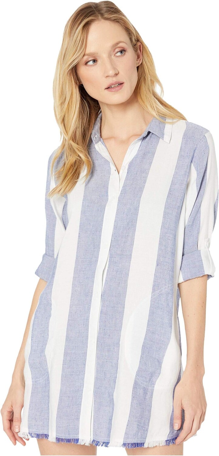 

Накидка Rugby Beach Stripe Boyfriend Shirt Cover-Up Tommy Bahama, белый