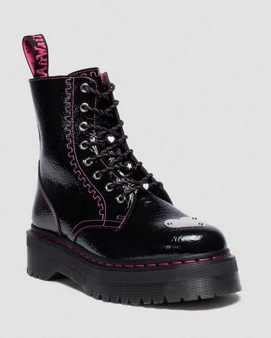 Ботинки на платформе из лакированной кожи с эффектом потертости Jadon Dr Martens, черный