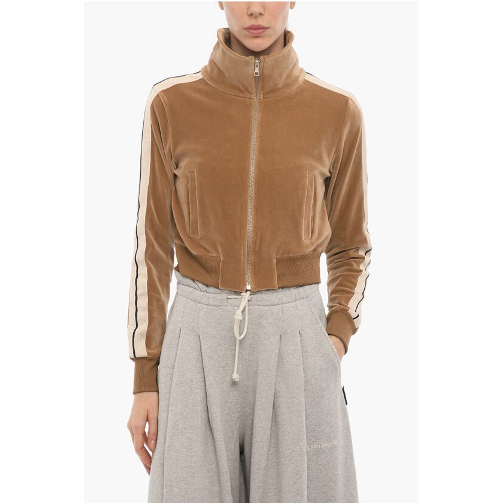 

Бархатная толстовка с застежкой-молнией Palm Angels, Beige