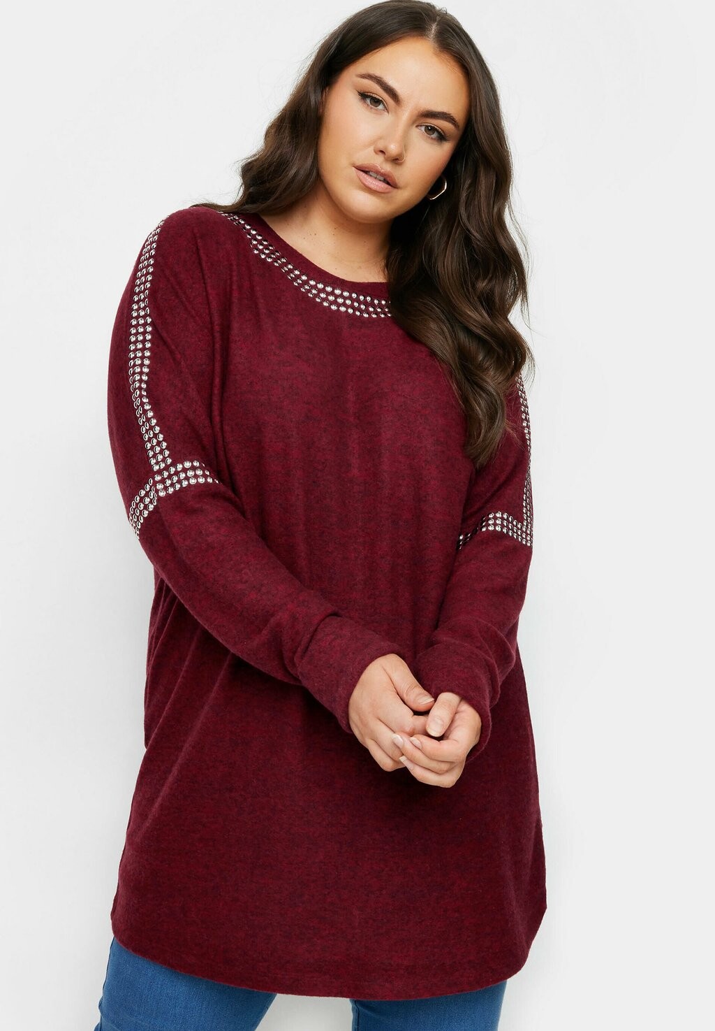 

Джемпер STUD SLEEVE EMBELLISHED Yours Clothing, бордовый