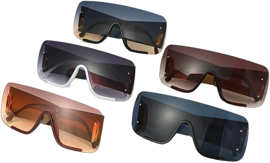 

Большие цельные солнцезащитные очки для женщин в стиле стимпанк, солнцезащитные очки для мужчин, роскошные очки с защитой от УФ-излучения UV400 TKKTLLT, White-gray