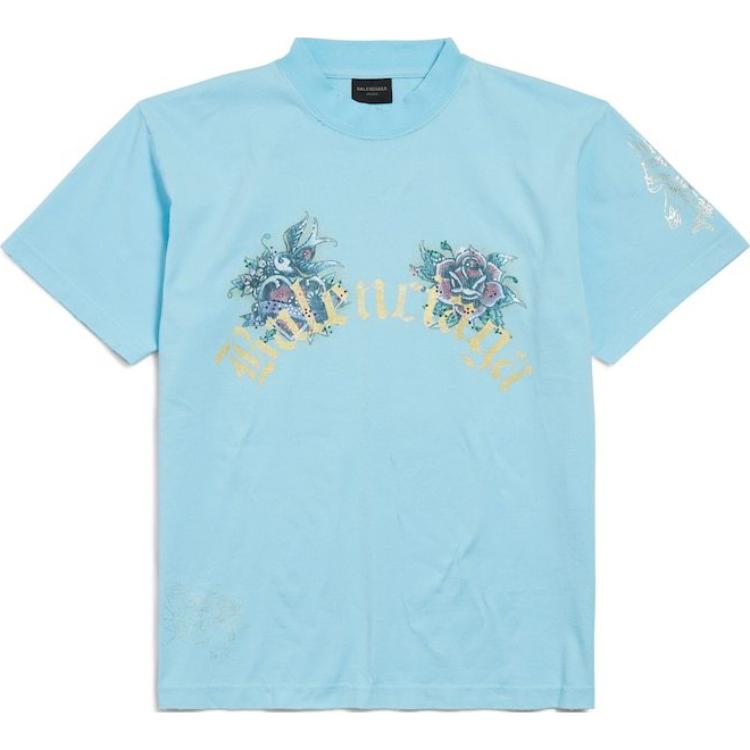 Balenciaga Футболка Regular T Shirt женская светло-голубая Regular Fit — фото 3