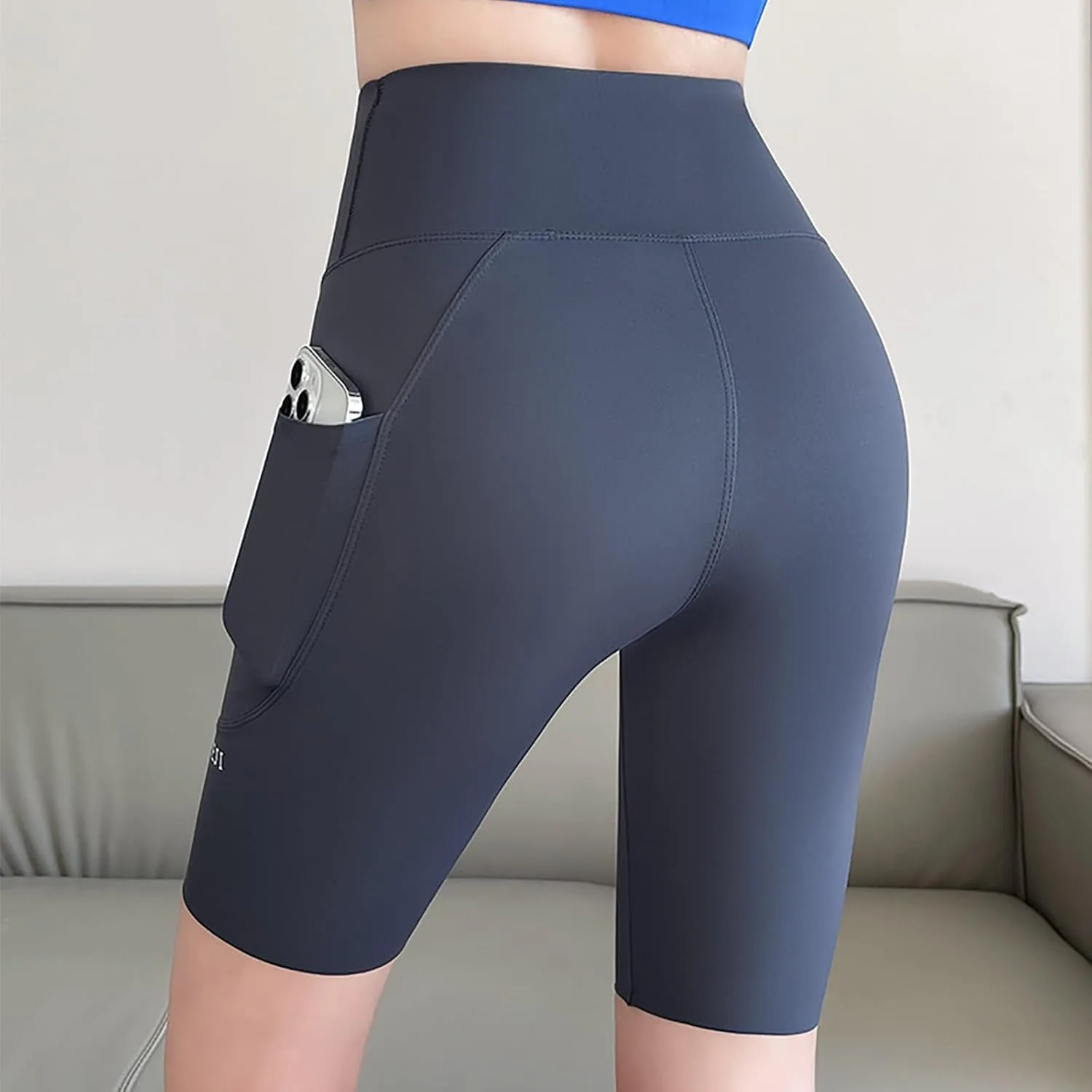 Женские шорты для тренировок с карманами, High Waist — фото 4