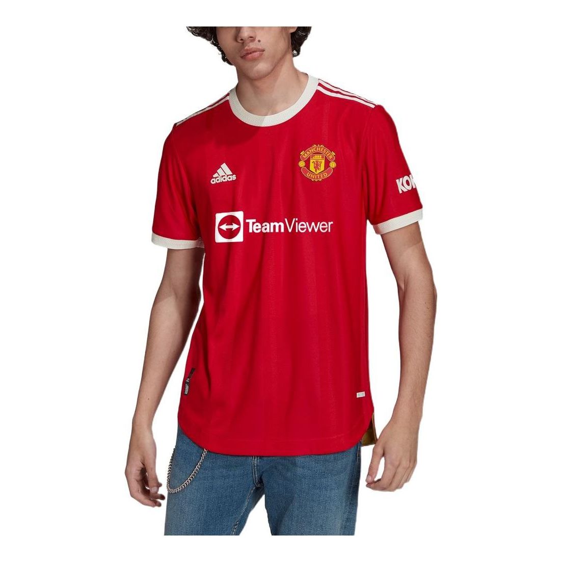 

Футболка Men's adidas Alphabet Printing Short Sleeve Soccer/Football Jersey AU Player Edition Manchester United Home Red T-Shirt