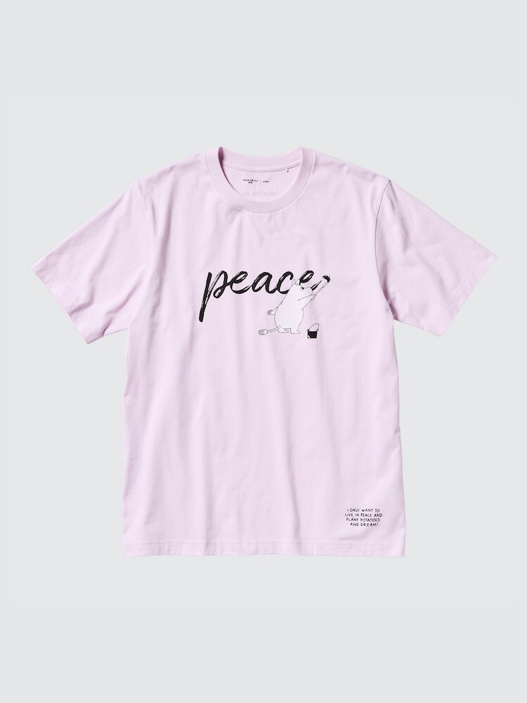 

Футболка с рисунком "мир всем" муми-тролль Uniqlo, цвет 10 розовый