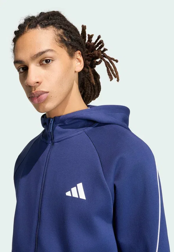 Толстовка с капюшоном на молнии Adidas Sportswear Stadium, тёмно-синяя — фото 3