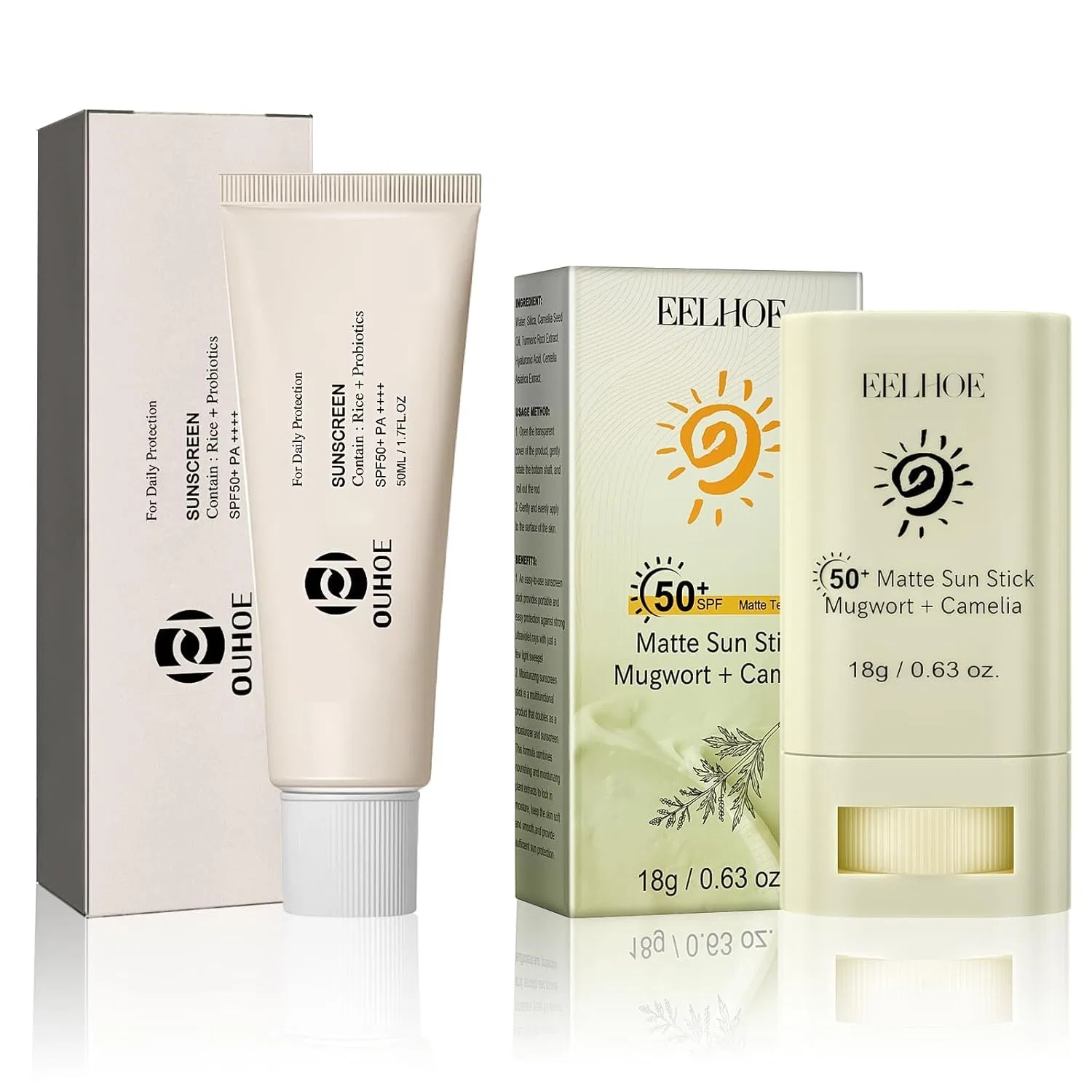 Набор солнцезащитных средств: стик и крем для лица SPF50+ Hanggon