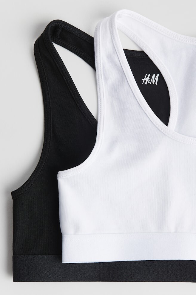 Упаковка из 2 укороченных топов из хлопкового трикотажа H&M, черный — фото 2