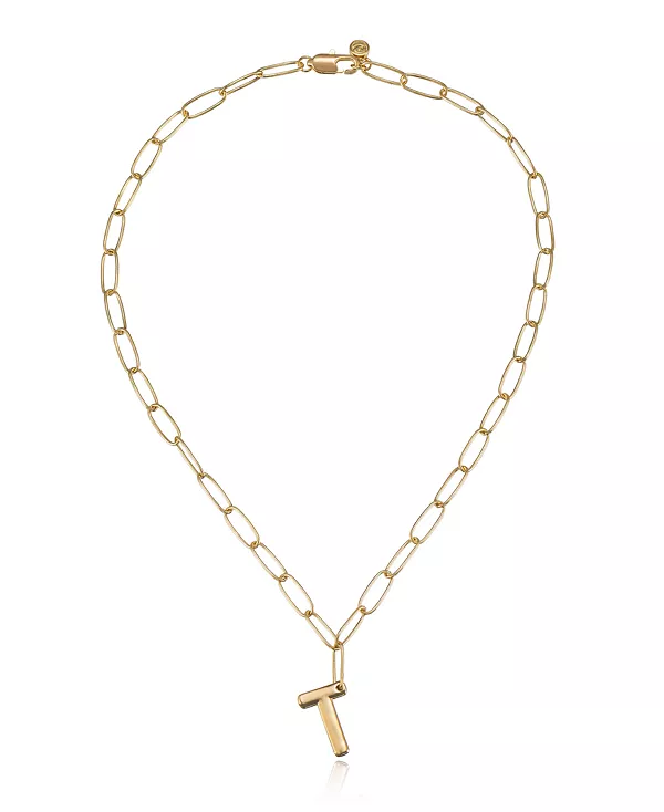 

Ожерелье с инициалами в виде цепочки-скрепки Ettika, gold-t