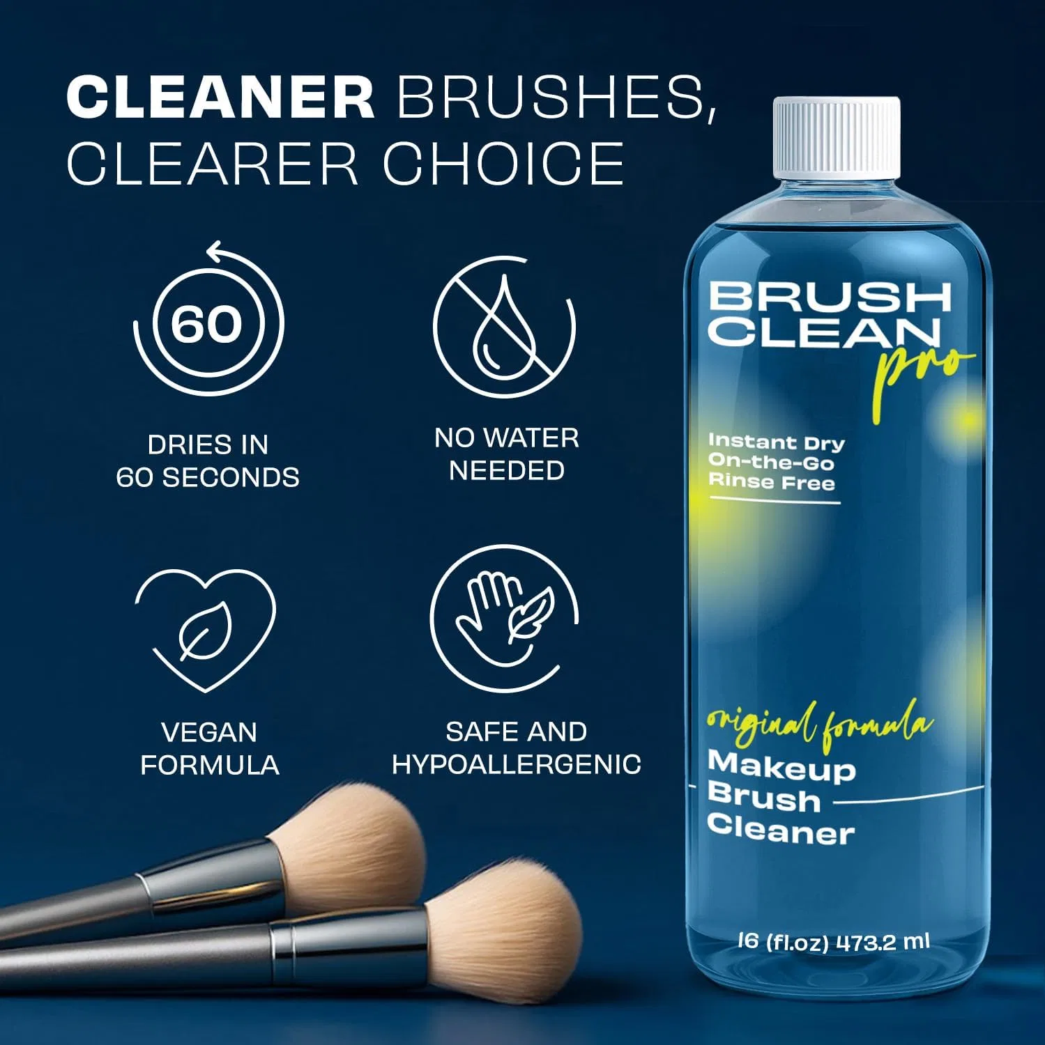Очиститель для кистей для макияжа Brush Clean Pro Original, быстросохнущий, без смывания, 16 унций — фото 3