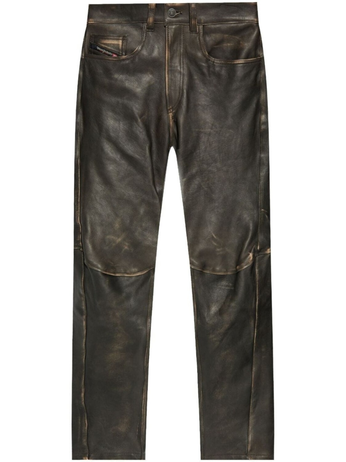 Diesel кожаные брюки P-Nash-Leat, коричневый