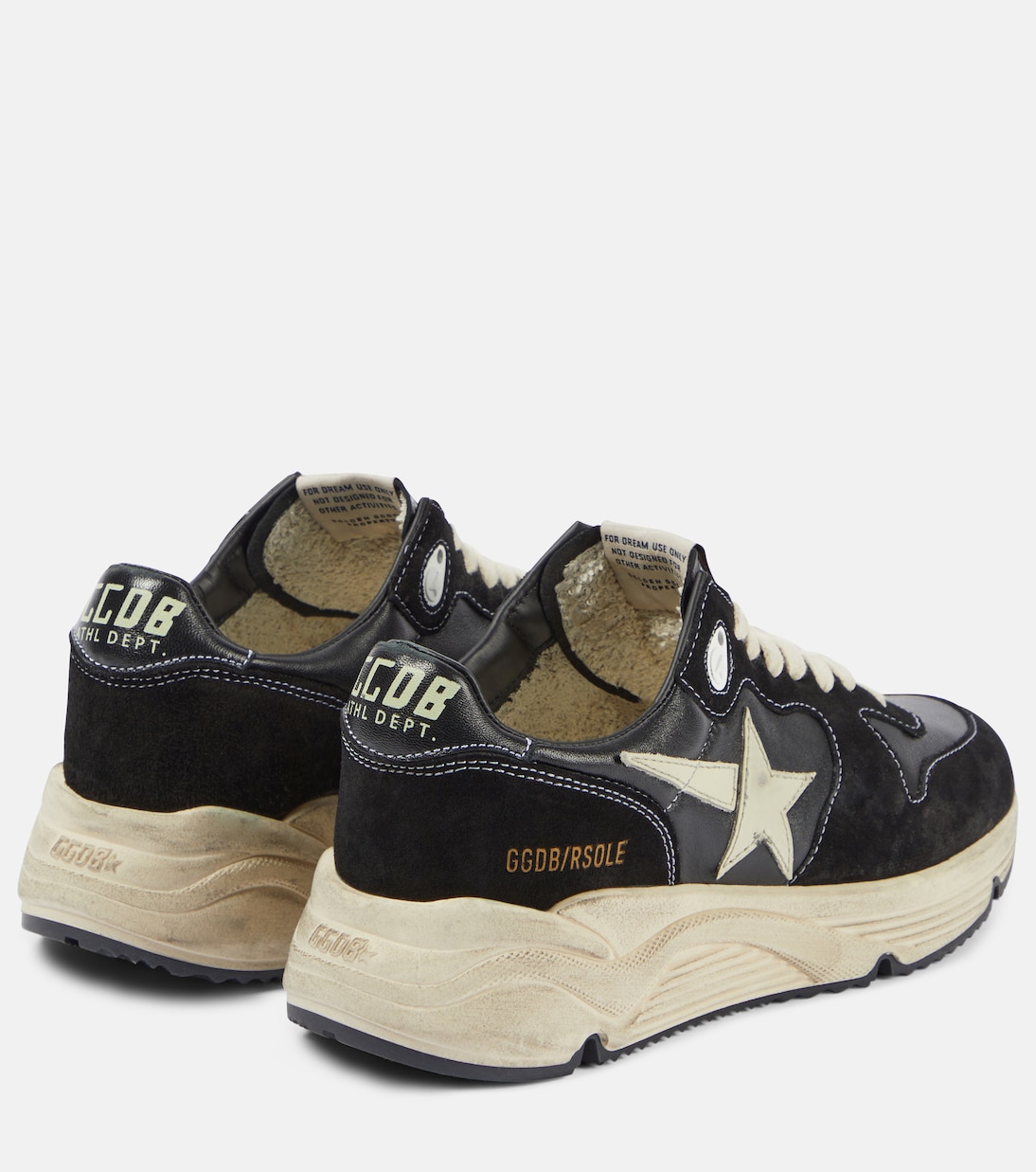Беговые кроссовки Running Sole из замши и кожи Golden Goose, Black/White — фото 3