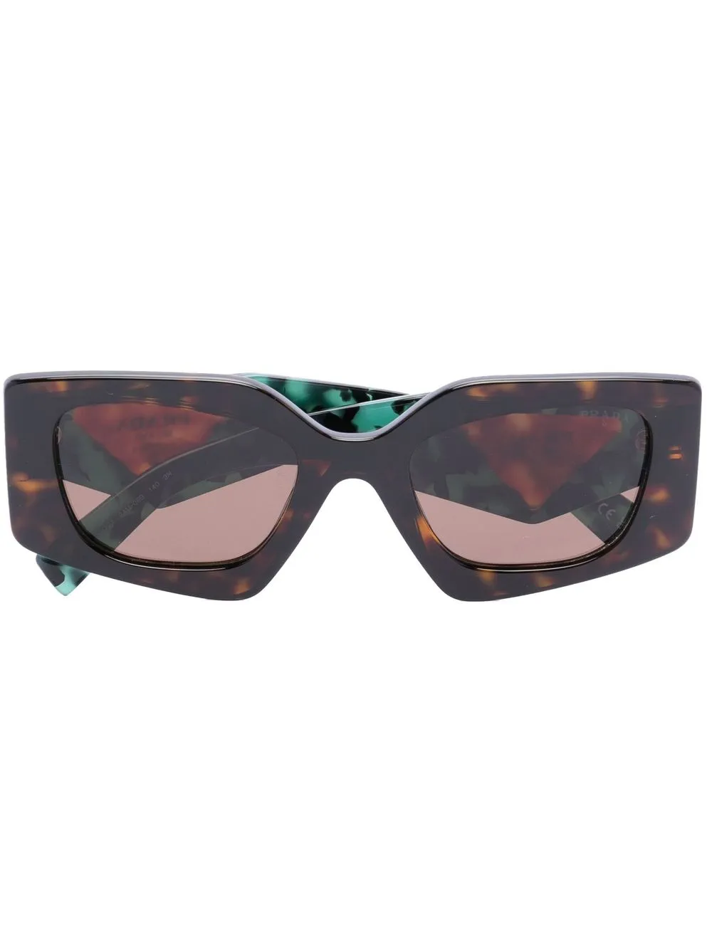 

Солнцезащитные очки Temple в оправе черепаховой расцветки Prada Eyewear, коричневый