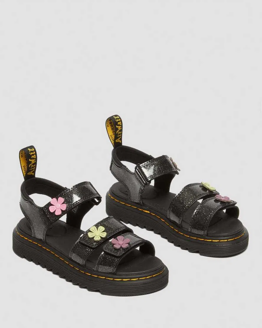 Детские сандалии Klaire с блестящим покрытием и застежкой-липучкой Dr Martens, черный, розовый — фото 4