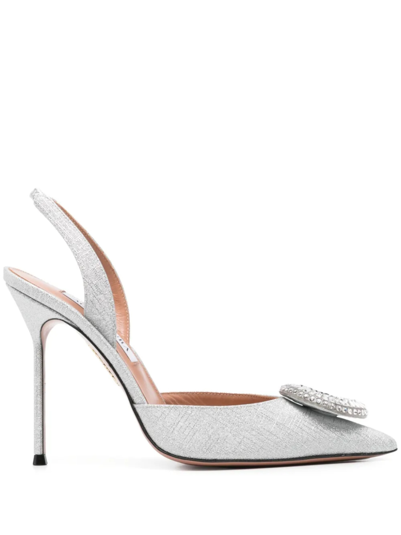 Aquazzura туфли Crystal Hoop Sling 105 с кристаллами, серебряный