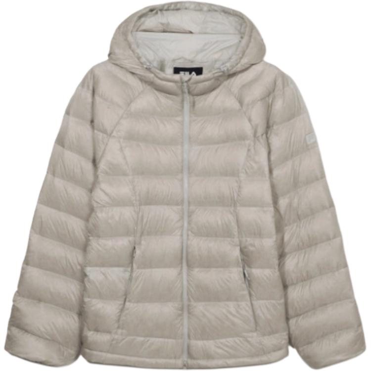 

Fila Пуховая куртка унисекс, светло-серые, с капюшоном, легкие