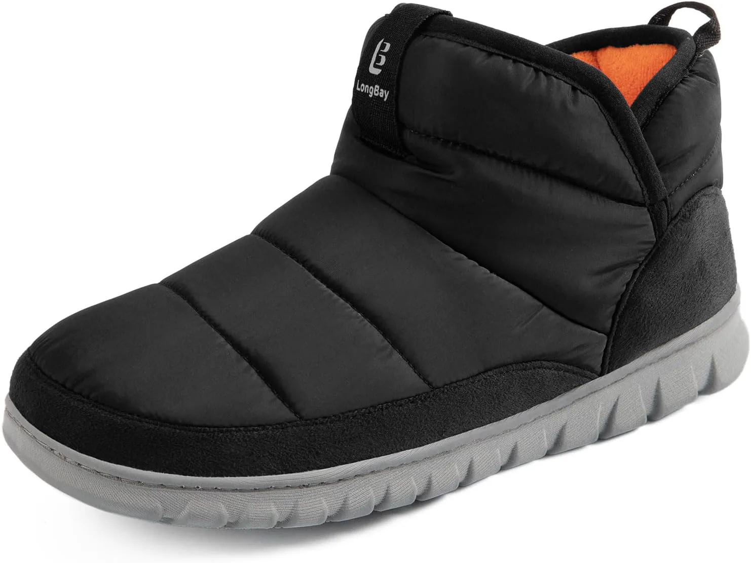 

Мужские тапочки-ботинки LongBay с амортизирующей пенной стелькой для дома и улицы, теплые домашние обувь, спортивные, для отдыха и кемпинга, черный