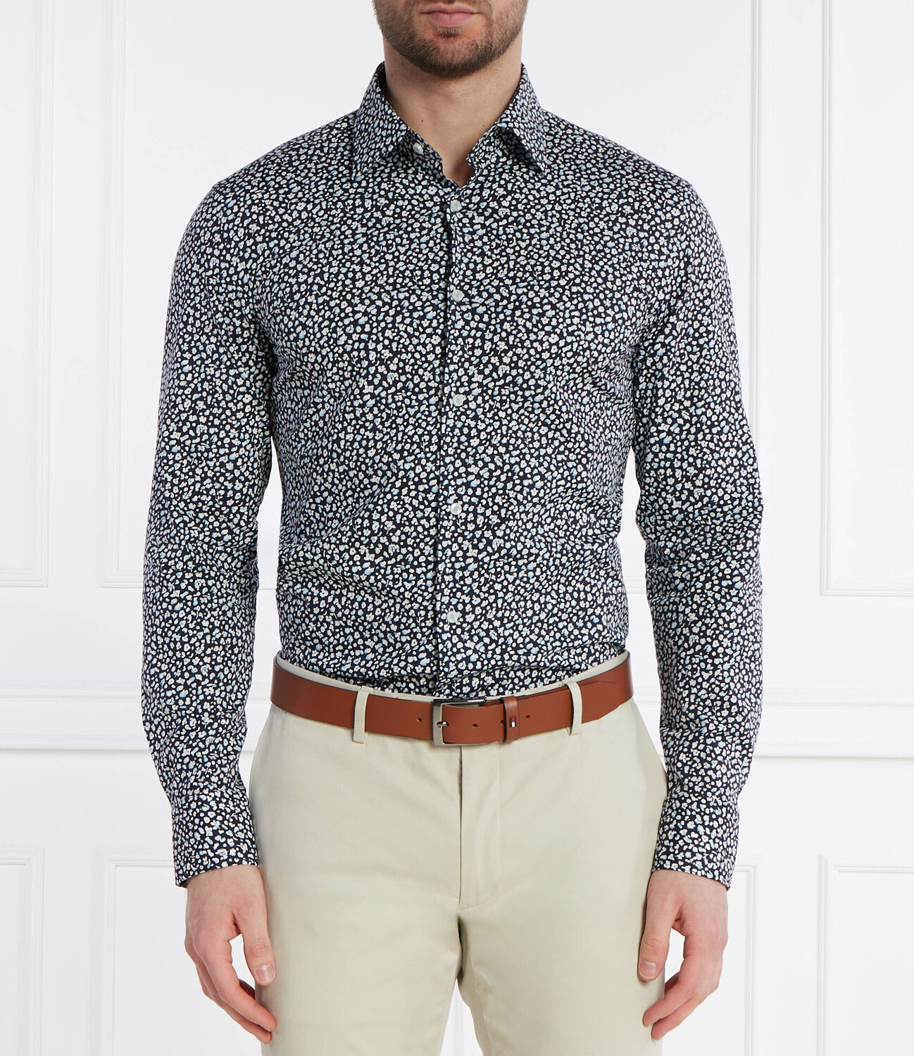 

Рубашка BOSS BLACK H-HANK Slim Fit stretch, темно-синий