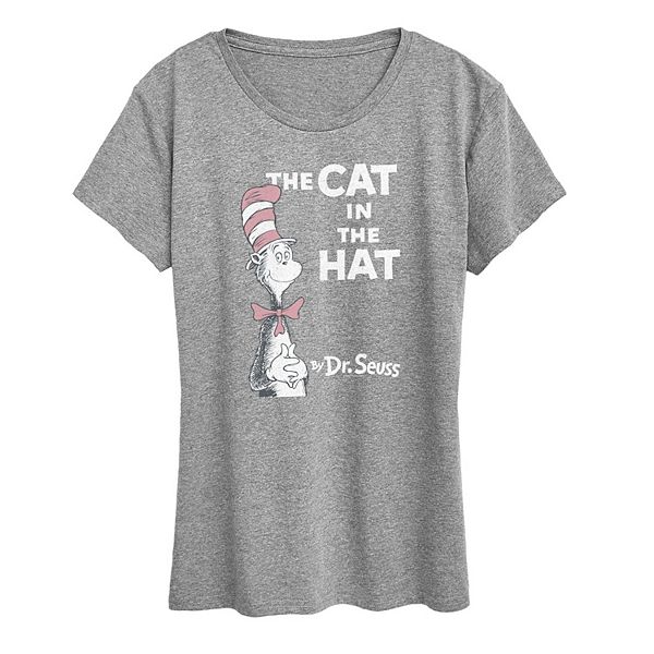 

Женская футболка с принтом "Кот в шляпе" в стиле distressed Dr. Seuss, Heather Gray