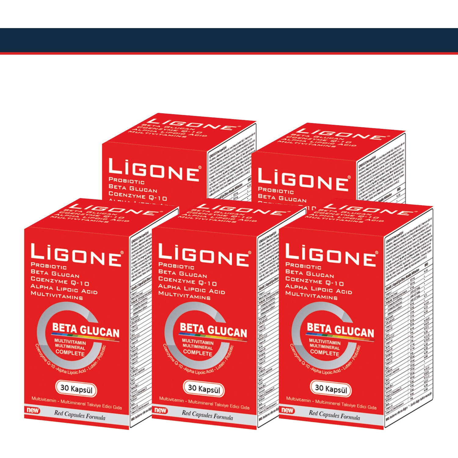 

Добавка Newdrog Ligone Beta Glucan, 5 упаковок по 30 капсул