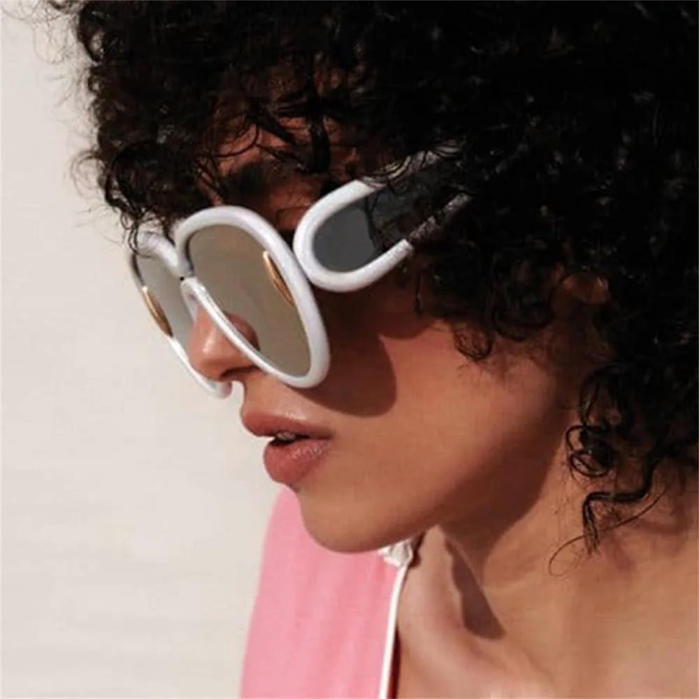 

Большие круглые солнцезащитные очки в стиле панк для женщин, овальные солнцезащитные очки в стиле стимпанк для женщин, очки в крупной оправе Generic, M-106