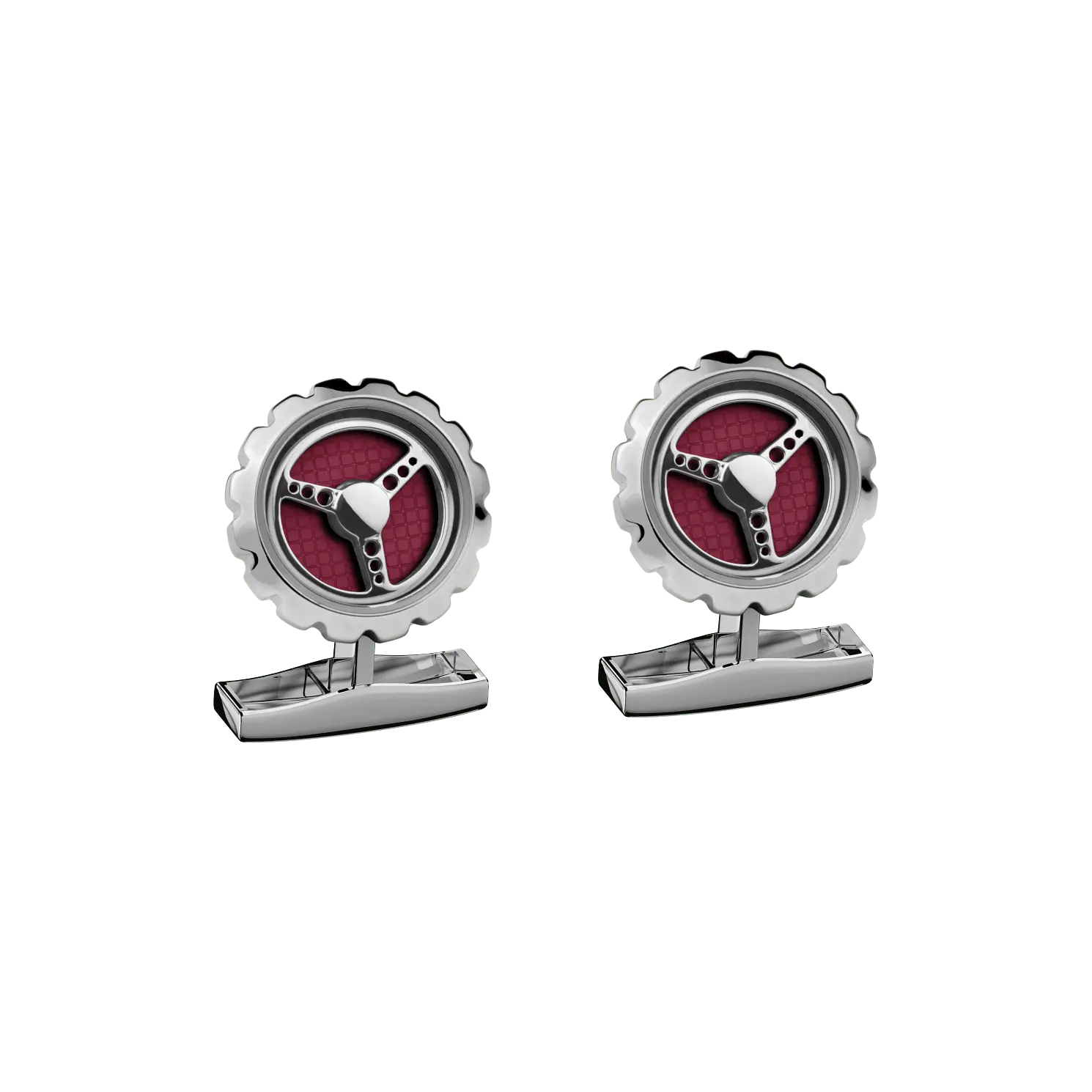 

Запонки Chopard Classic Racing cufflinks - Красная инкрустация - серебристый металл