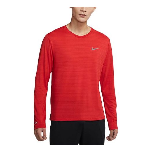 

Футболка dri fit miler casual sports long sleeves running t large red Nike, красный