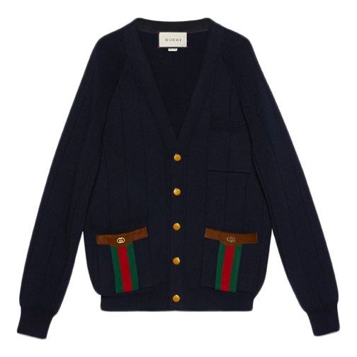 

Кардиган Gucci Ribbon Knitted Wool-Blend Cardigan For Men Black