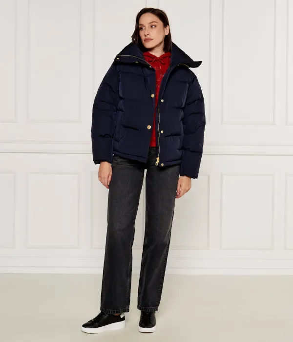 Пуховая куртка с золотыми пуговицами oversize fit Tommy Hilfiger, темно-синий — фото 2