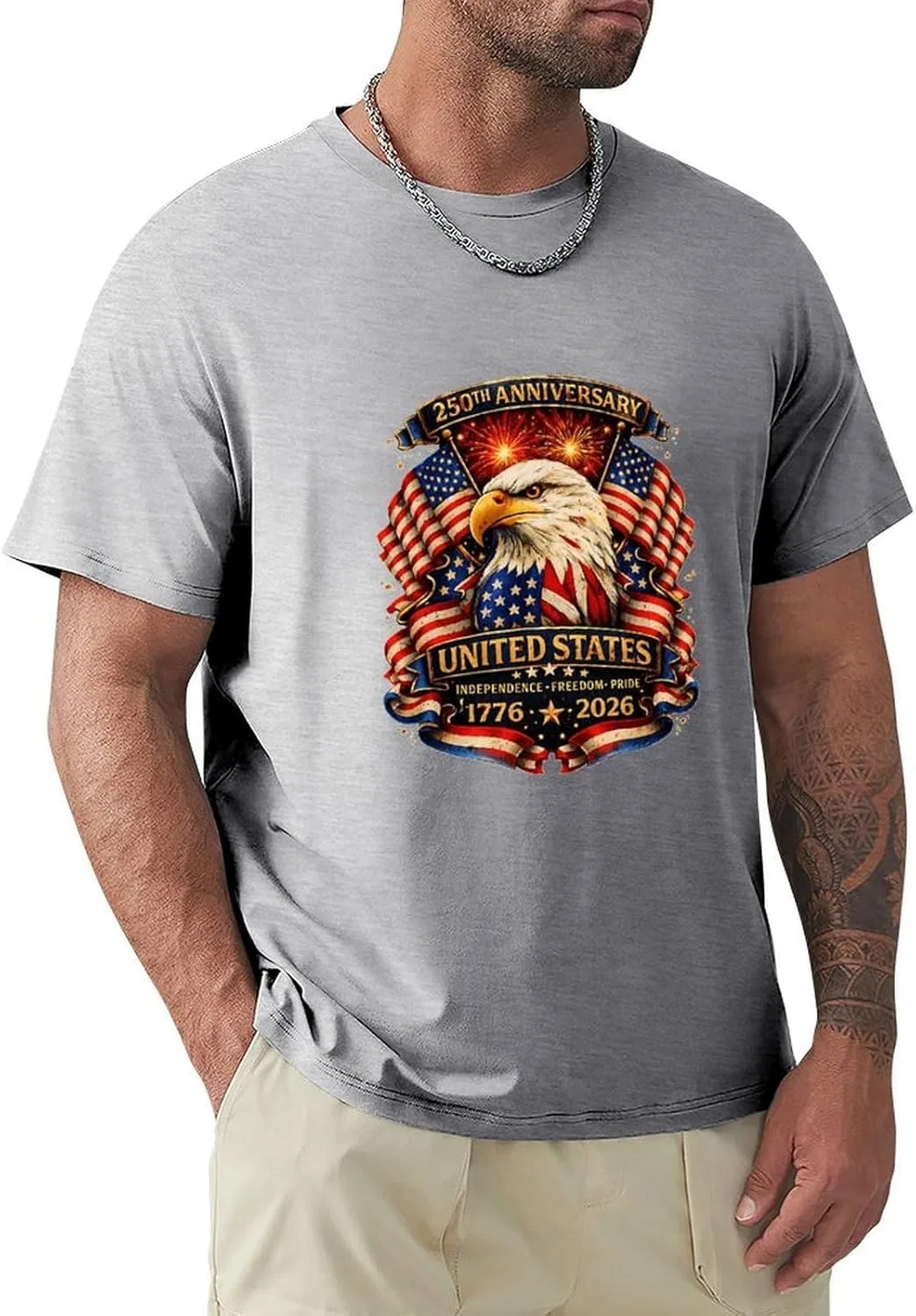 Футболка с принтом, хлопок, мужская, Gray-style-7