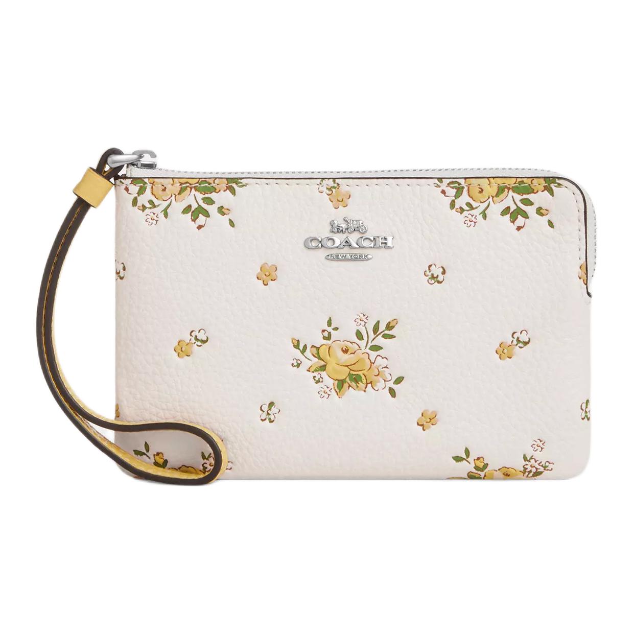 

COACH Угловая молния клатч из галереи кожи малый размер женский серебро и мел