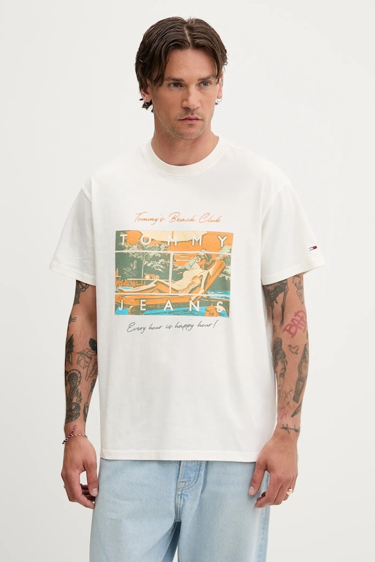 

Хлопковая футболка Tommy Jeans, бежевый