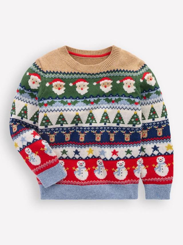 

Детский джемпер из хлопковой смеси с круглым вырезом Mini Boden, Christmas Fairisle