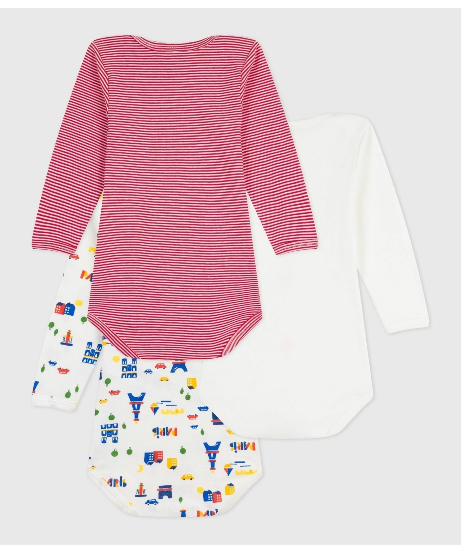 Боди с длинными рукавами (комплект из 3 предметов) PETIT BATEAU, Multicolor 1 — фото 2