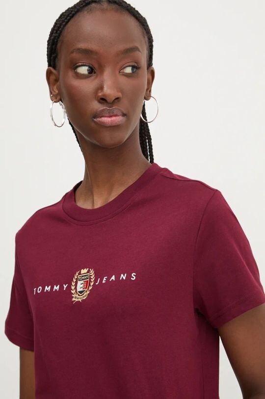 

Хлопковая футболка Tommy Jeans, бордовый