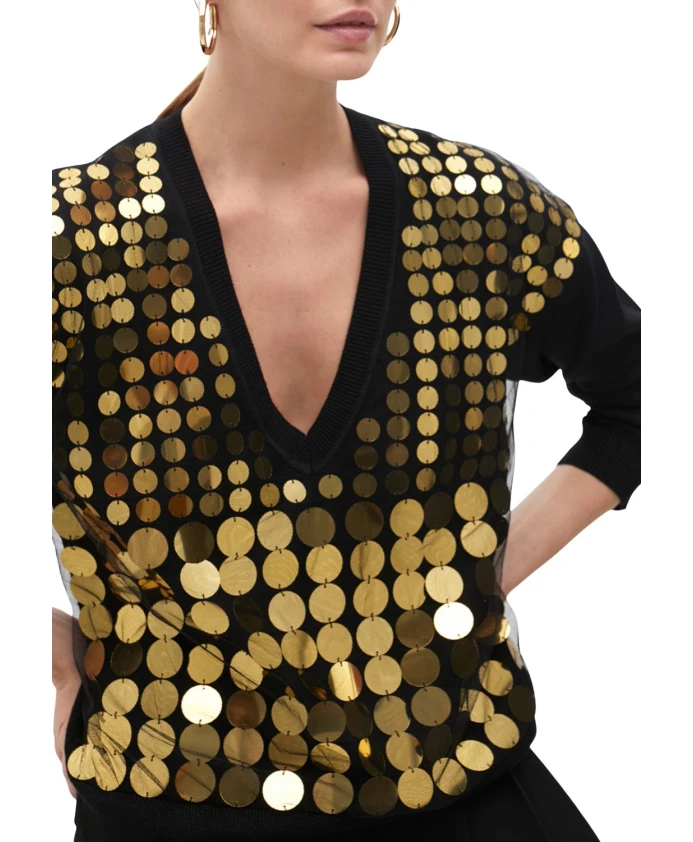 

Свитер из сетчатой ткани с пайетками Lola Casademunt, черный