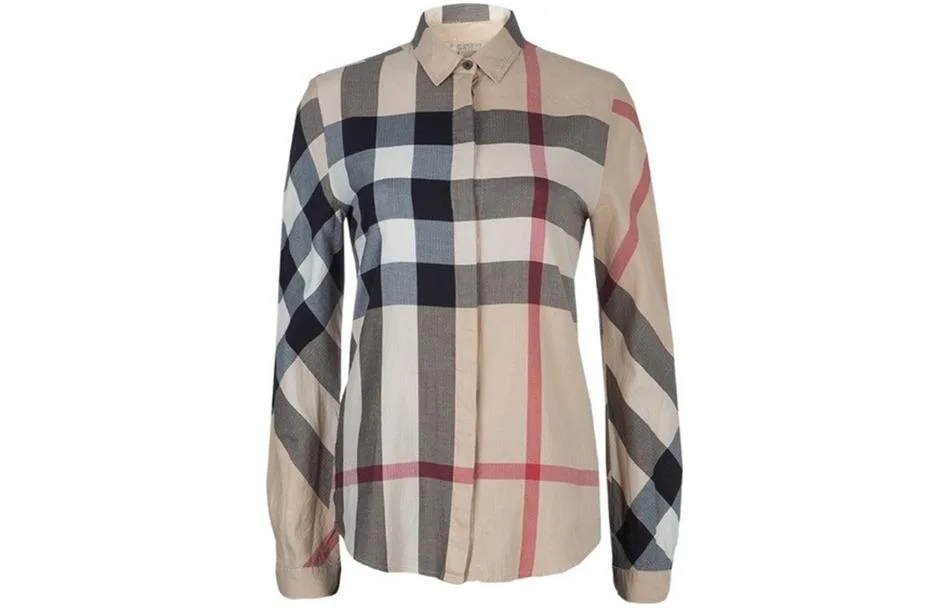 Рубашка Burberry, женская, хаки, стиль уличной моды