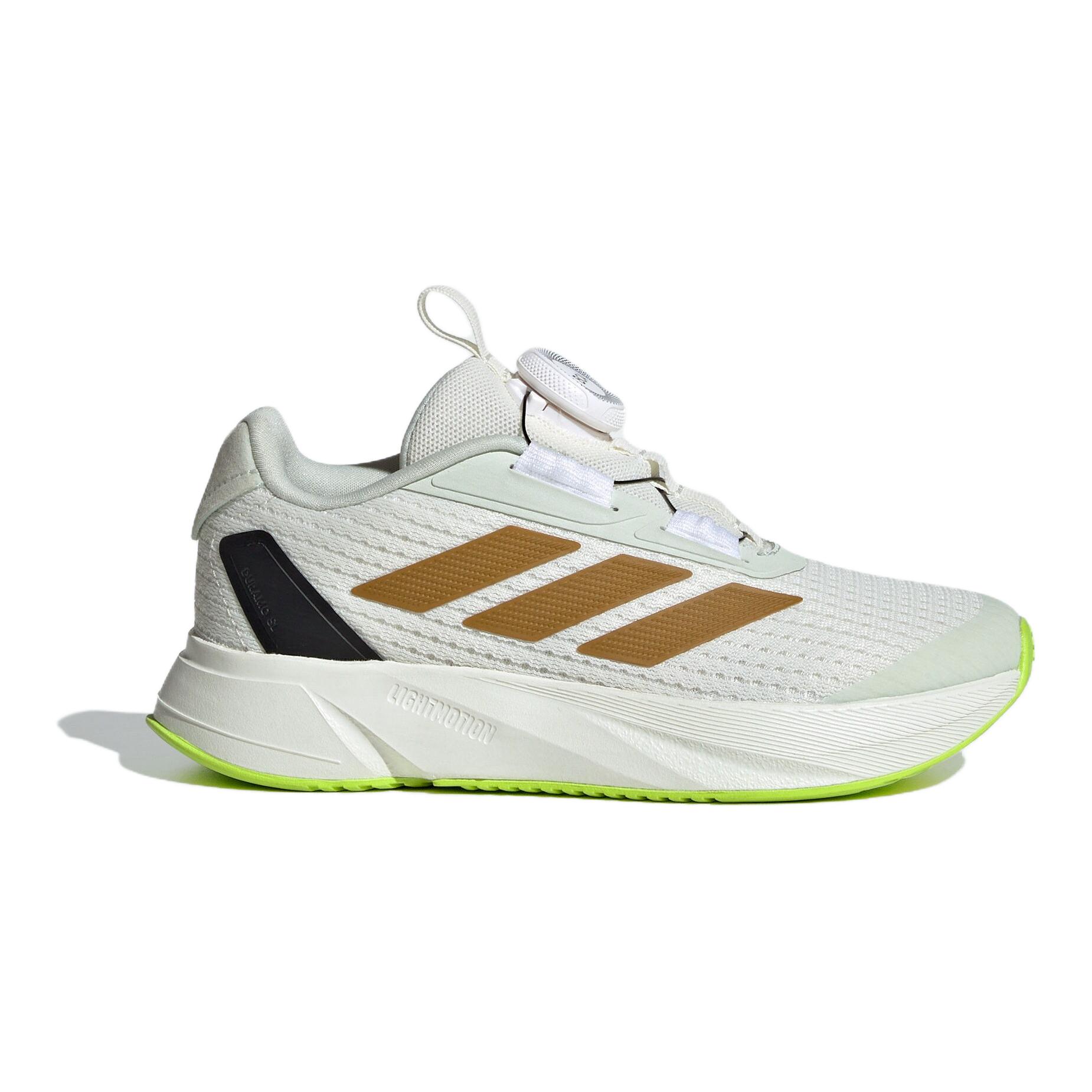 Детские беговые кроссовки Adidas DURAMO SL устойчивые к истиранию дышащие низкие Jade White/Bronze Strata/Linen Green — фото 3