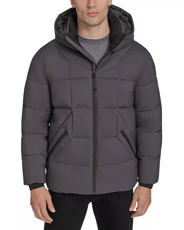 

Пуховая куртка Palmerton из микрорипстопа Andrew Marc, серый