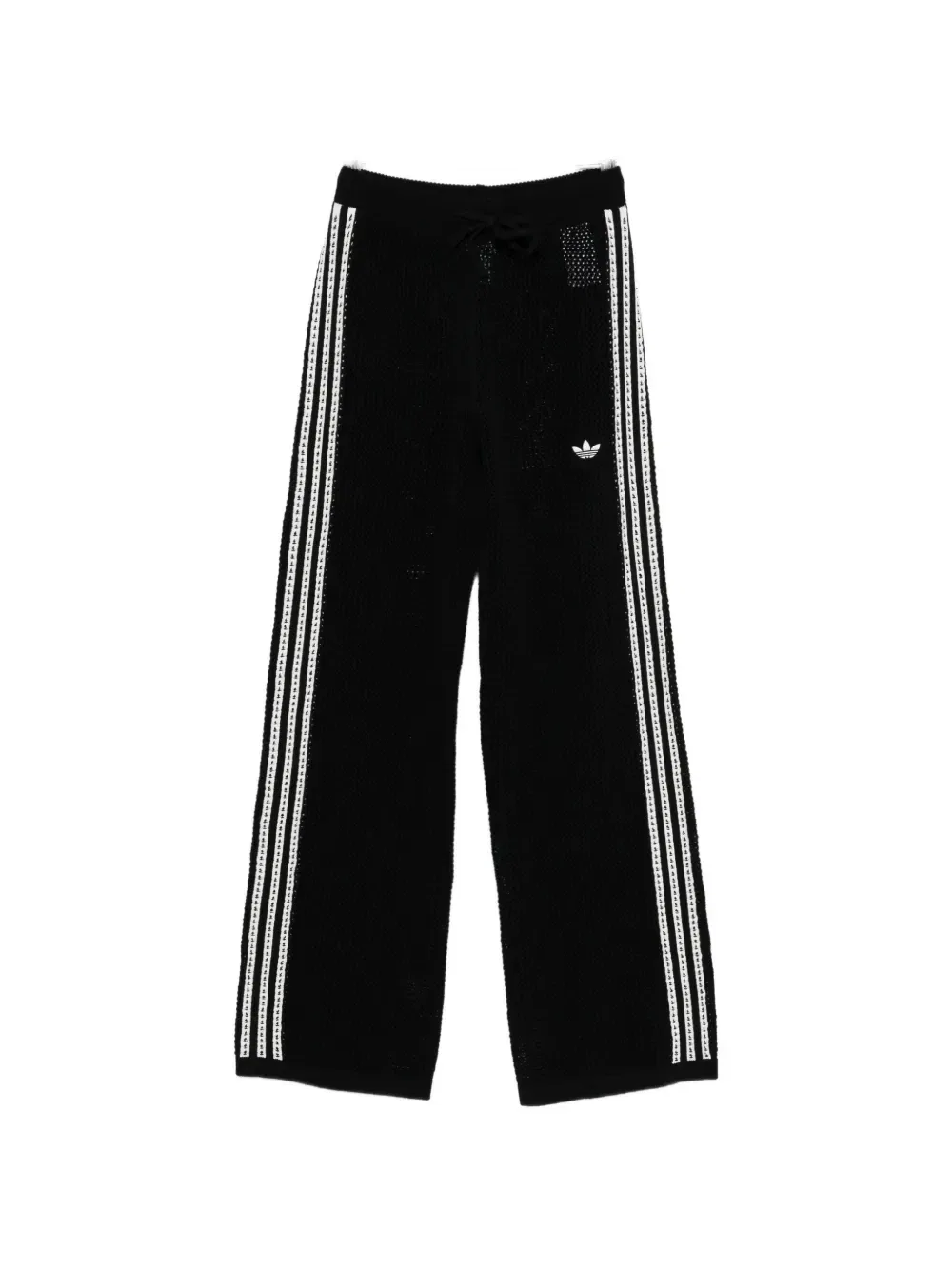 Брюки крупной вязки с тремя полосками adidas, черный