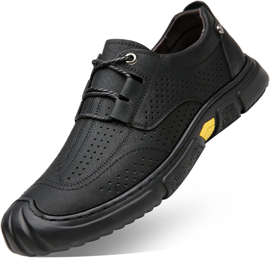 

Мужские походные кожаные сандалии для вождения, повседневная обувь для активного отдыха, закрытые дышащие легкие кроссовки Generic, черный