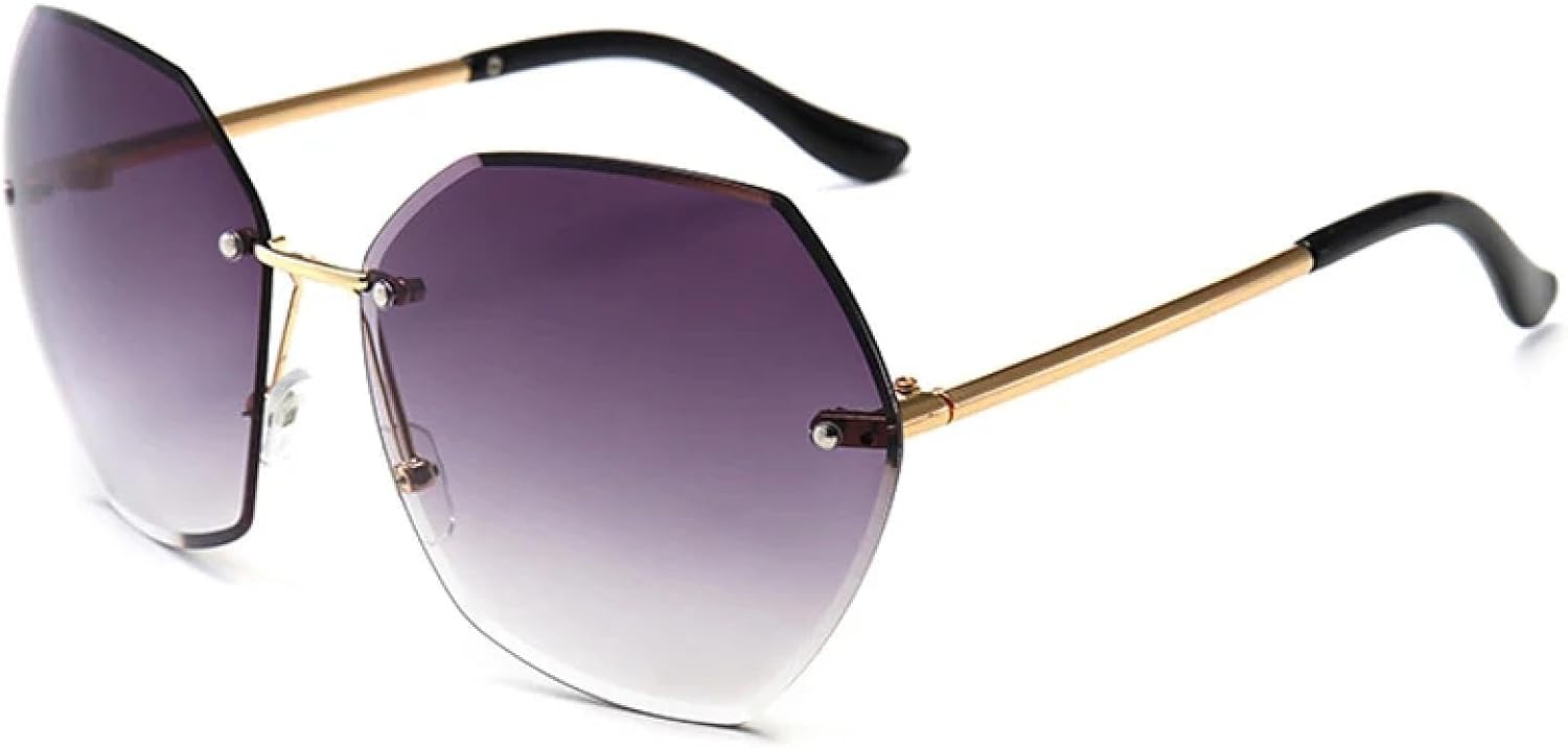 

Винтажные роскошные солнцезащитные очки Polygon без оправы для женщин и мужчин, модный тренд, панк, для отдыха на природе, летних путешествий, защита от УФ-излучения UV400 TKKTLLT, Gold Gradient Gray