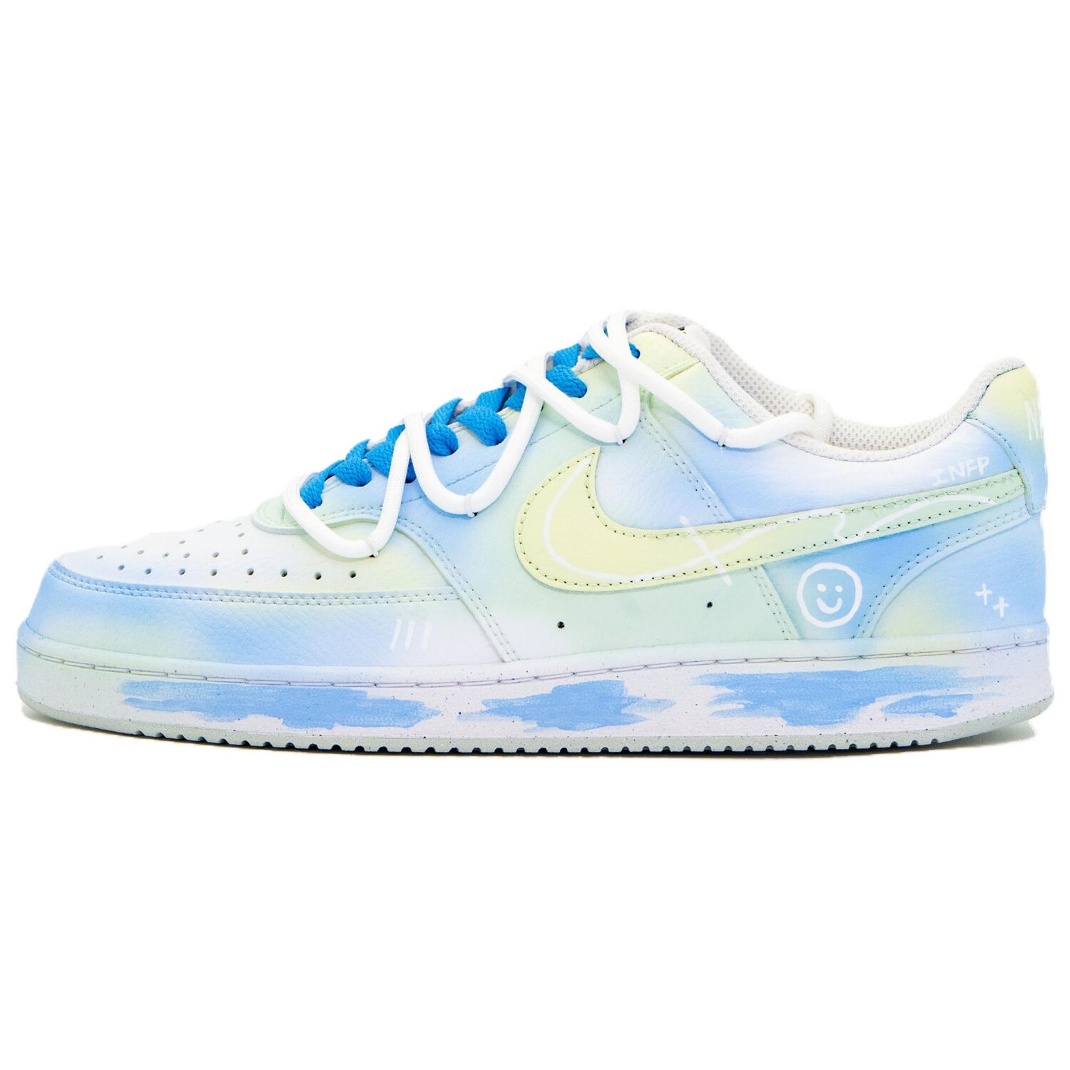 

Кроссовки Nike Court Vision 1 Skateboarding Shoes Unisex Low-top Blue/yellow, голубой, Синий, Кроссовки Nike Court Vision 1 Skateboarding Shoes Unisex Low-top Blue/yellow, голубой