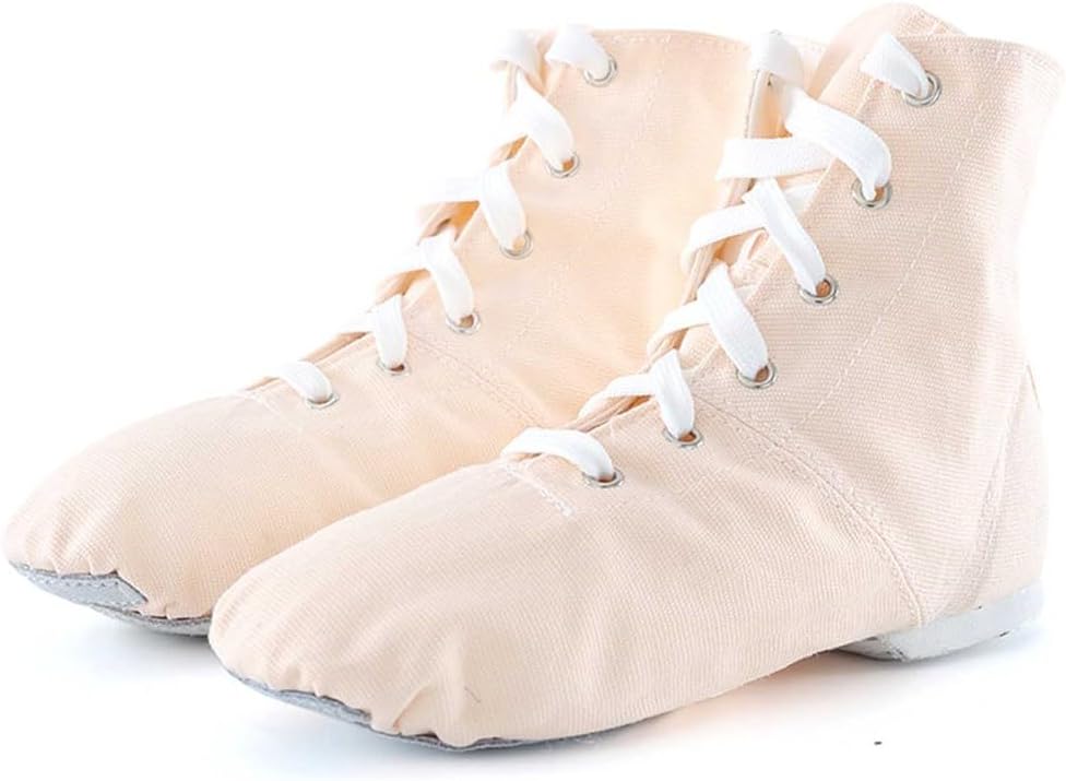 

Туфли для джазового танца для женщин, хлопковые балетные туфли, современные с разделенной подошвой, плоские танцевальные тапочки с резиновым каблуком для взрослых мужчин и больших детей Hiuzylqx, Flesh