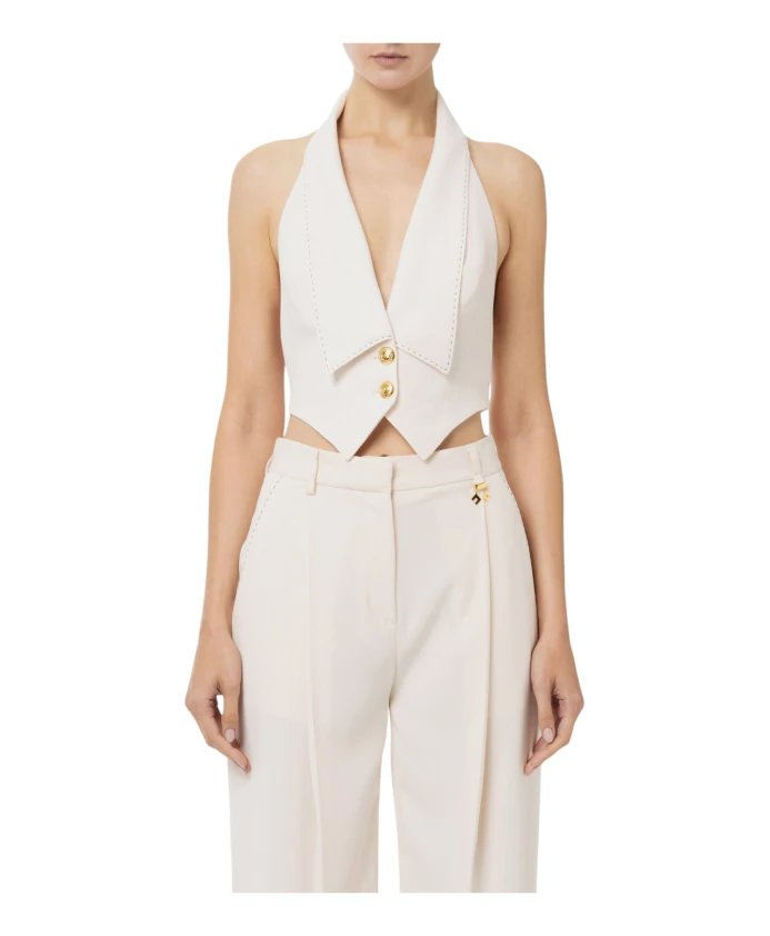 

Жилет из крепа с контрастной строчкой Elisabetta Franchi, белый